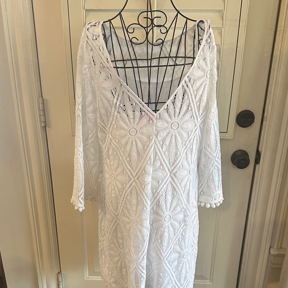 Lilly Pulitzer White Long Sleeve Crochet Dress - Picture 5 of 7